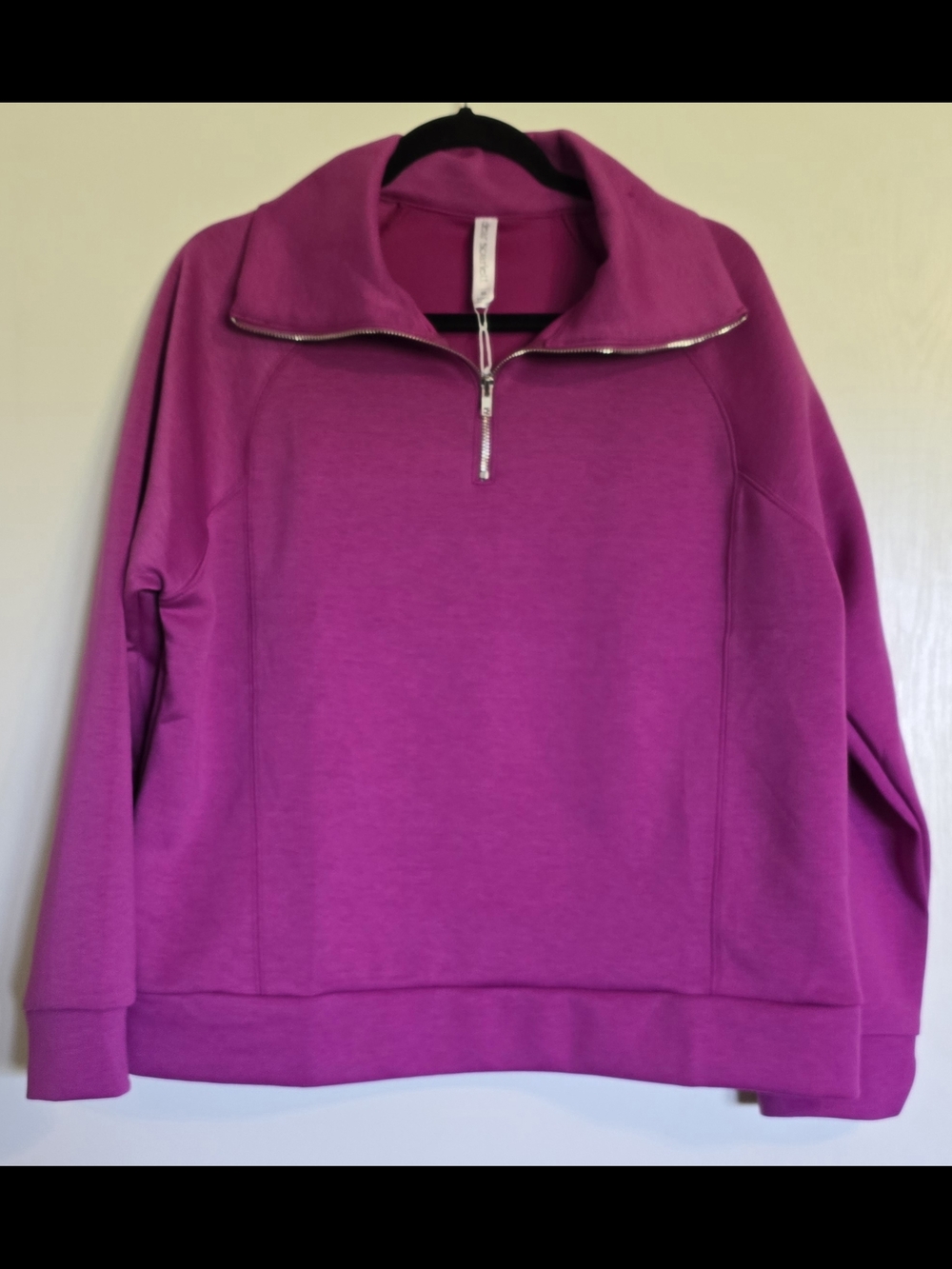 Cowl-Neck Half-Zip Pullover Sweater - Purple